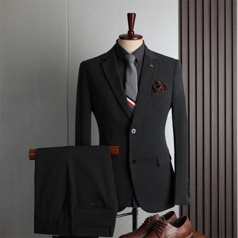 Men's plus-size suit for all four seasons, casual business formal wear, fashionable and slimming wedding best man suit details Picture