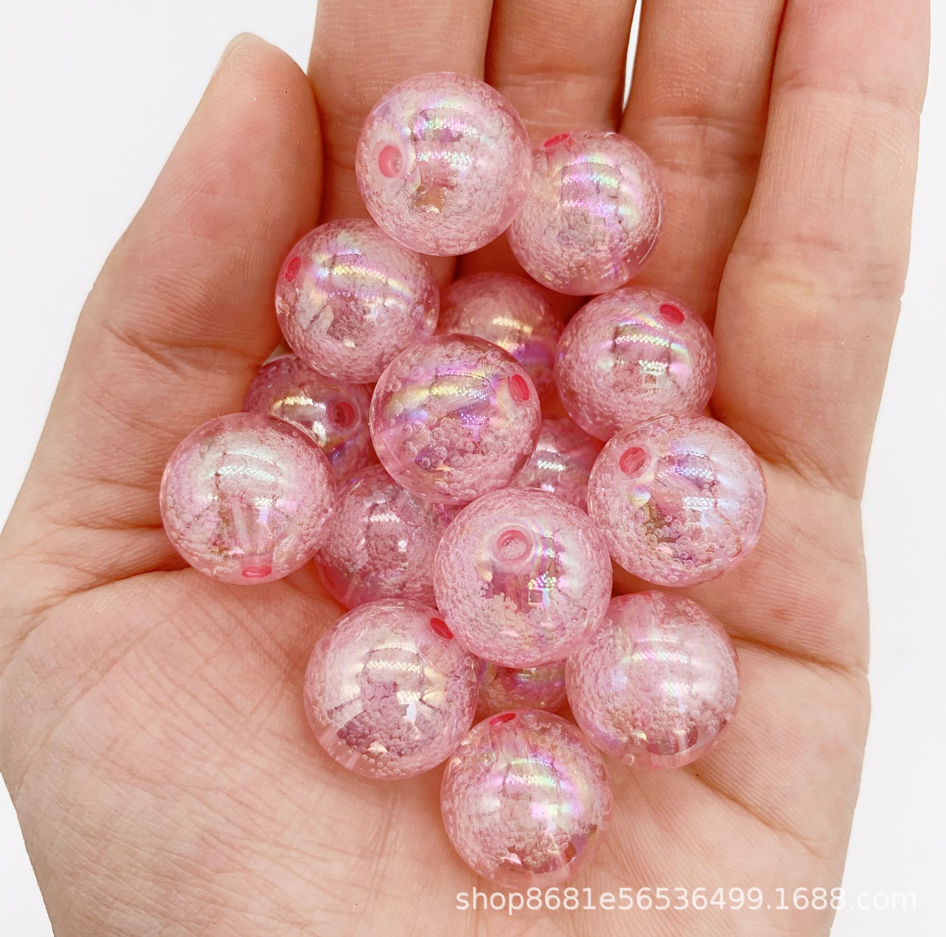 Acrylic straight-hole bubble AB colorful round beads DIY key chain mobile phone chain beads Douyin best-selling card 16mm Specification image