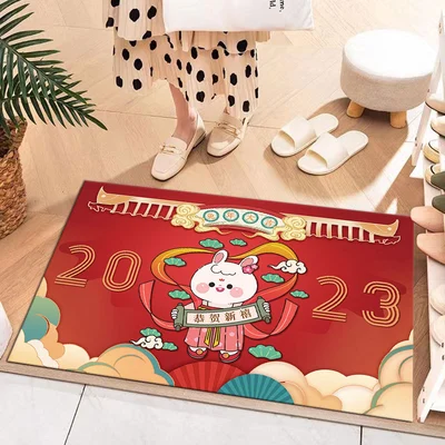 2023 Year of the Rabbit floor mat new entry doormat household entry floor mat New Year gift foot mat red carpet wholesale thumbnail