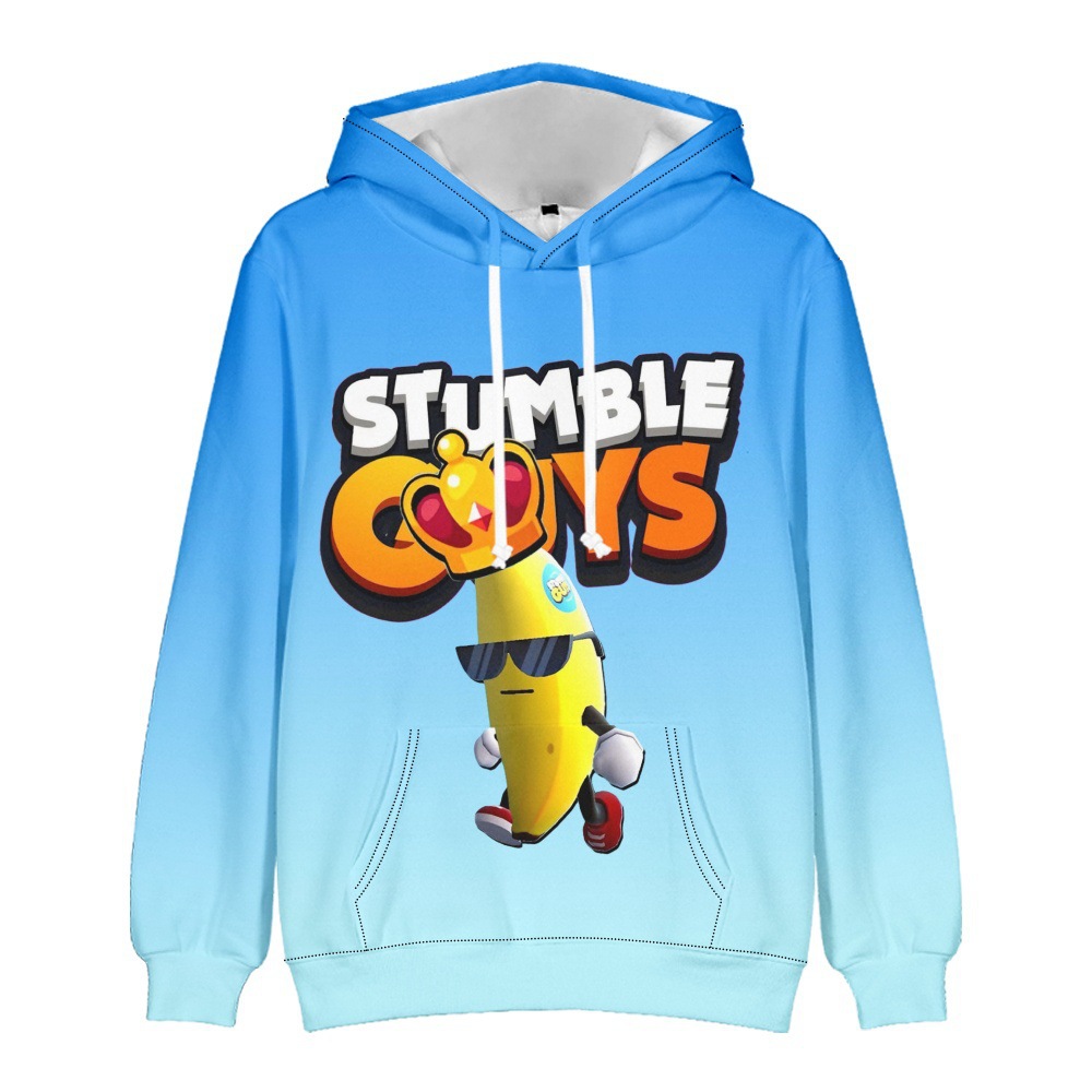 外贸新款个性休闲Stumble Guys长袖带帽厚款秋冬款卫衣