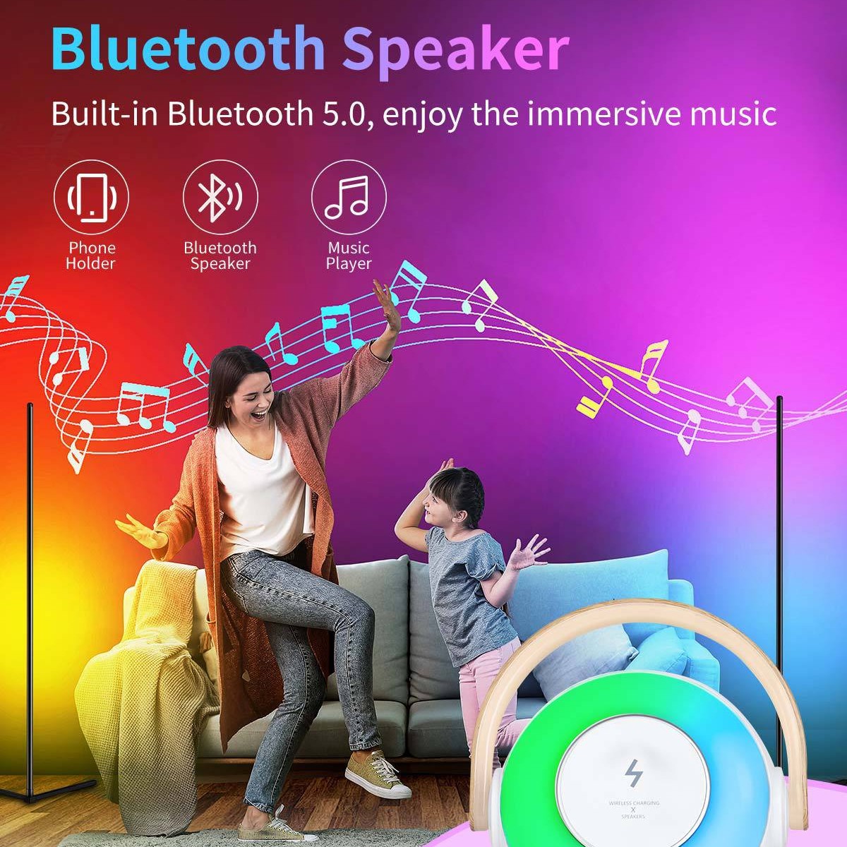 Amazon Hot Egg Music Lamp Desktop Multi-Function Wireless Charging Dazzling Light Outdoor Portable Bluetooth Speaker Specification drawing