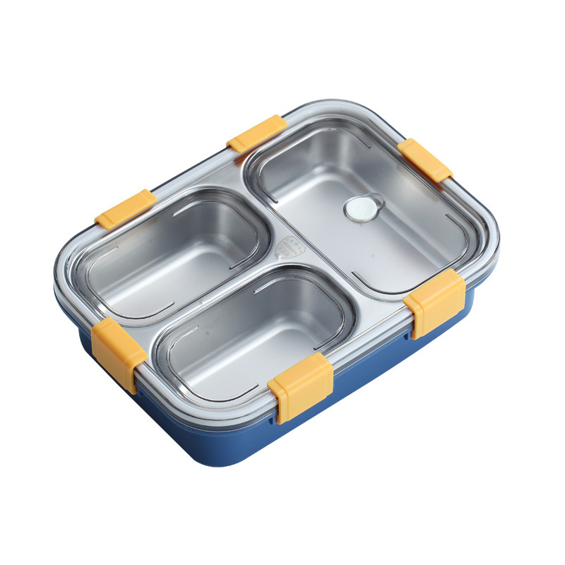 Forma cuatro hebillas de acero inoxidable triple caja de almuerzo Item Picture