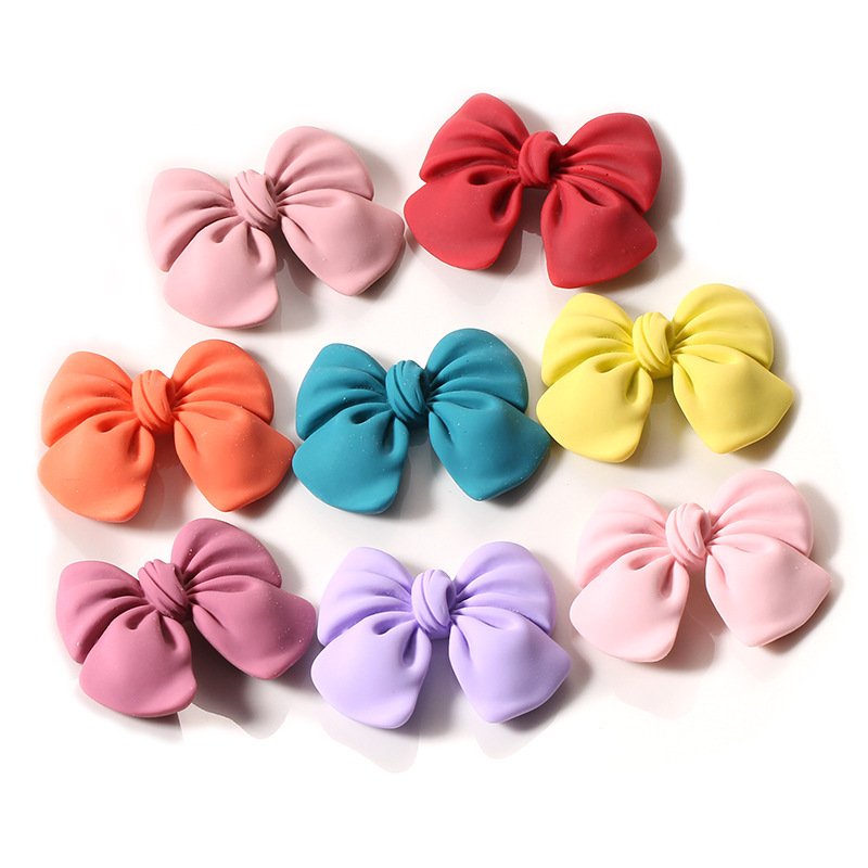 蝴蝶结数据线保护套手机壳树脂小配件DIY奶油胶公仔冰发夹装饰白底实物图