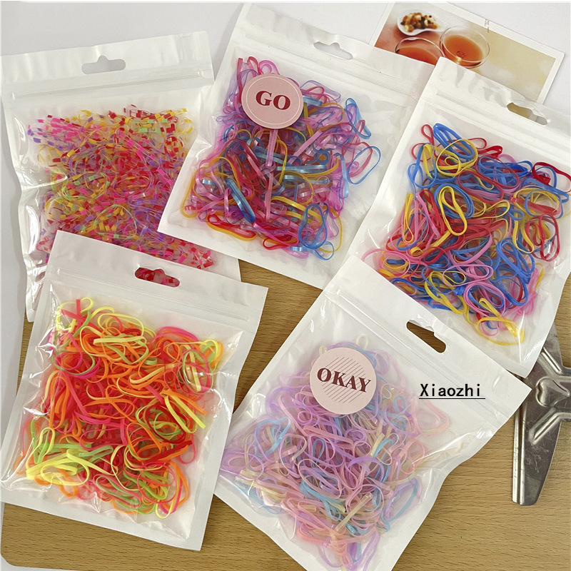 Bag Of Colored Disposable Rubber Band High Elastic Strong Pull Constant Elastic Band Girls Hair Band Basic Hair Accessories Specification drawing