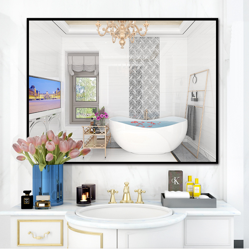 Bathroom Mirror Makeup Mirror Wall Hanging Toilet Mirror Bathroom Sink Mirror Bathroom Wash Table Mirror With Frame details Picture
