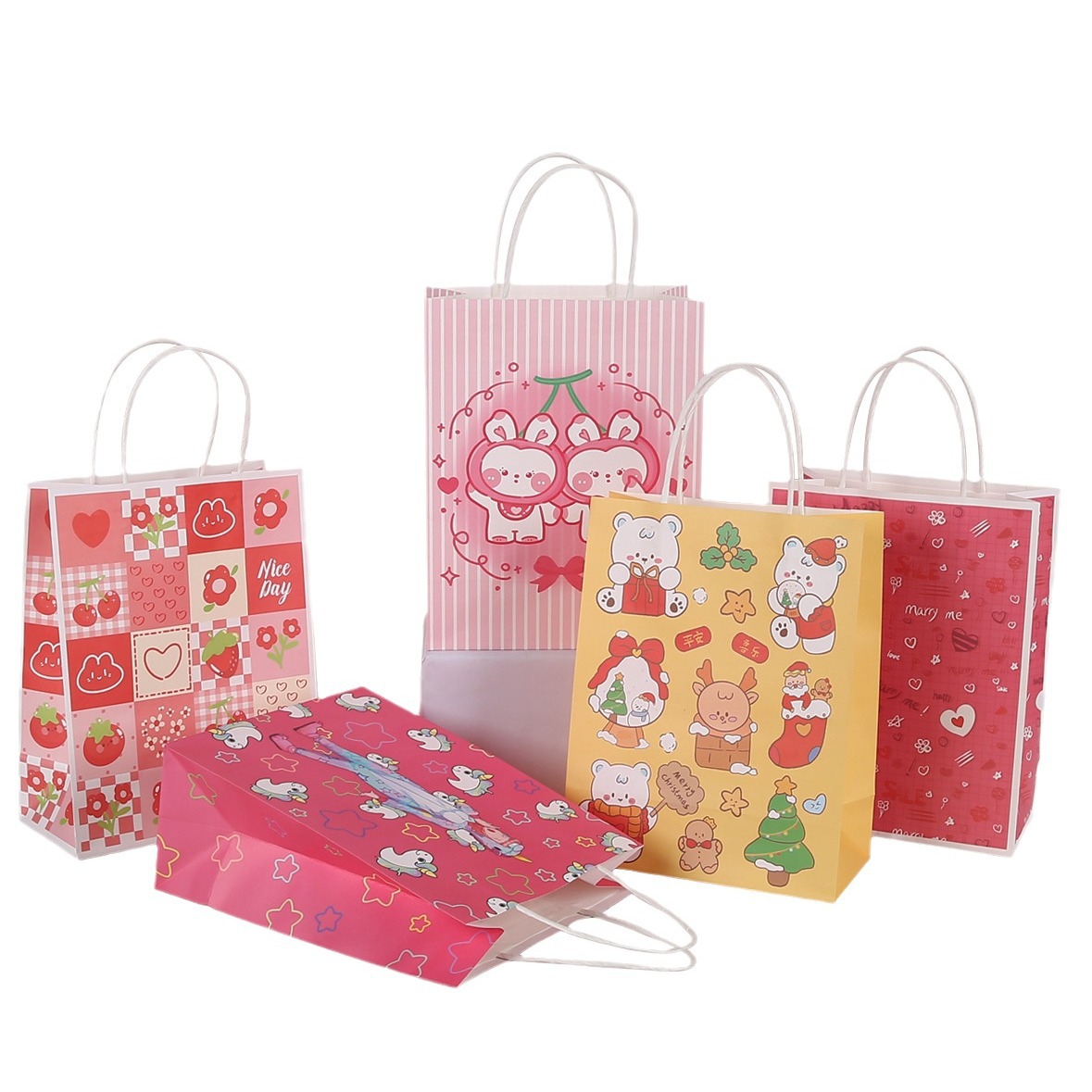 Customized white card kraft paper packaging bags, gift paper bags, clothing store paper handbags, and corporate promotional bags Item Picture