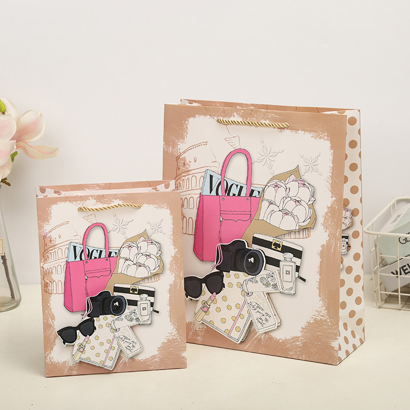 Ladies' perfume bags, 3D patch powder coating gift bags, handbags, paper bags, birthday return gifts, souvenirs, South America Application Scenario