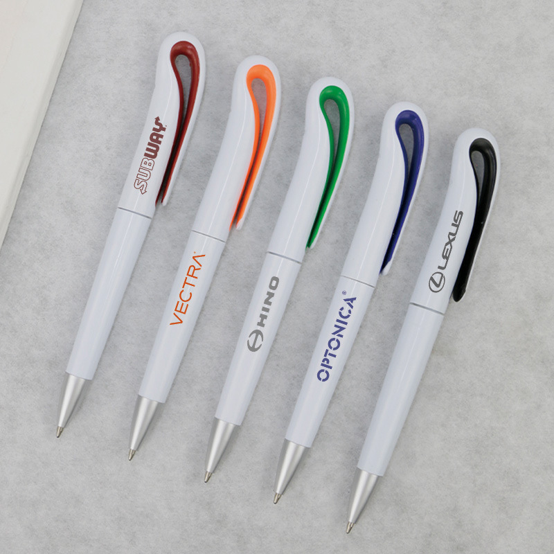 天鹅颈扭动塑料圆珠笔可印logo笔外贸笔广告笔会议记录学生用笔