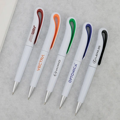 Swan Neck Twist Plastic Ballpoint Pen Can Print Logo Pen Foreign Trade Pen Advertising Pen Meeting Record Student Pen