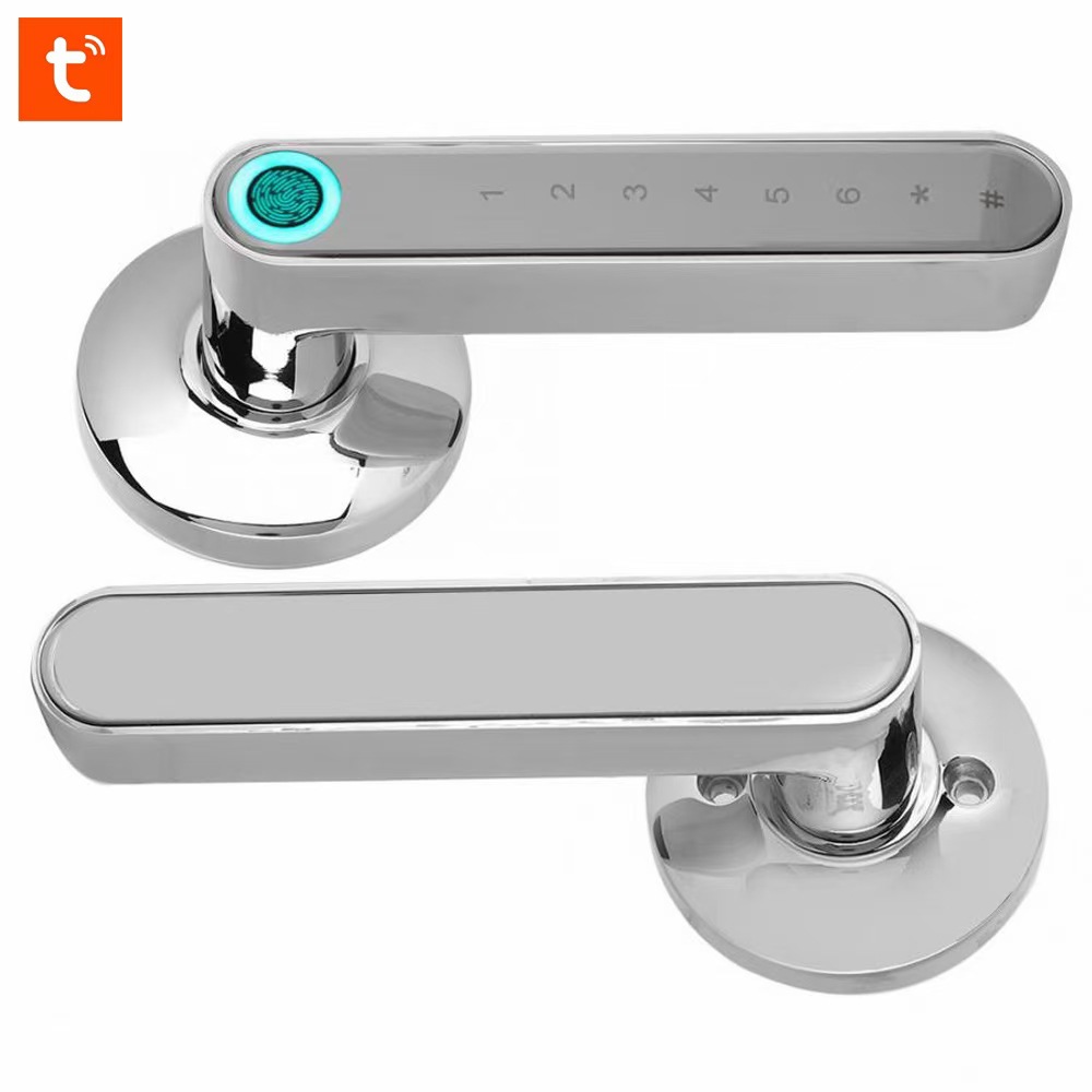 Tuya smart fingerprint lock handle password lock wholesale wooden door fingerprint lock Electronic password Lock Remote smart door lock details Picture