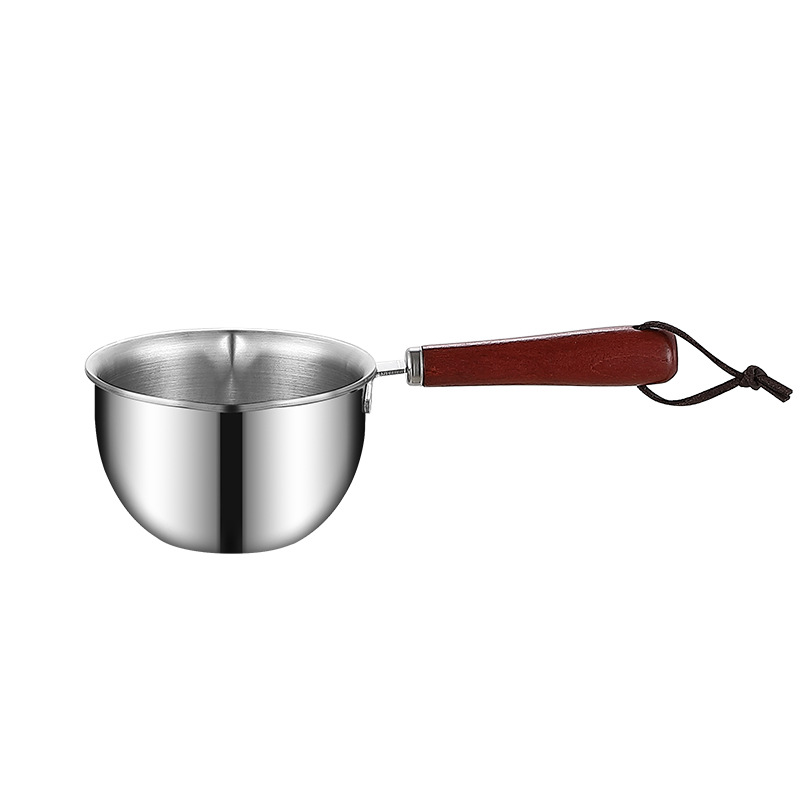 Thickened stainless steel oil-pouring small pot, kitchen oil-pouring pot, flat bottom hot oil pouring small pot, mini baby food oil-pouring small pot Item Picture