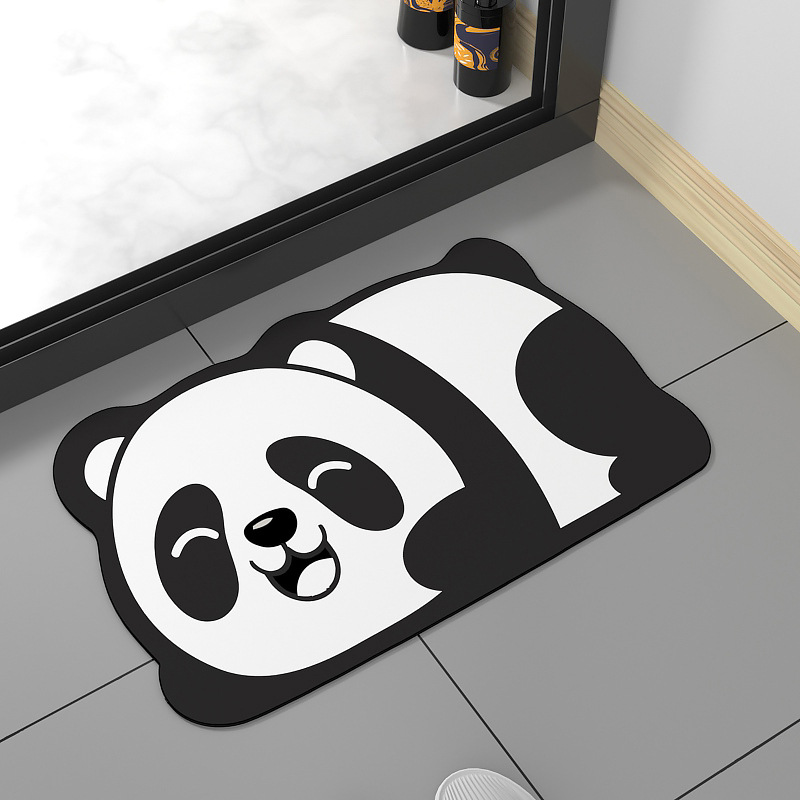 包邮 卡通熊panda浴室进门地垫橡胶吸水脚垫卫生间速干硅藻泥软垫详情图2