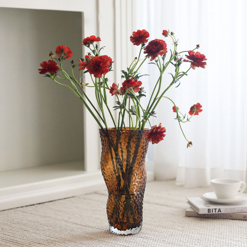 富雅玻璃现代简约创意不规则灵动玻璃花瓶办公室桌面透明彩色玻璃花瓶