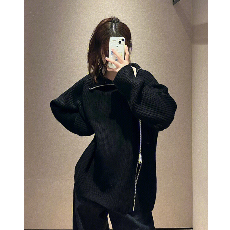 [Star Joint Model] Er Home Men And Women With The Same Side Zipper Knitted Cardigan 2022 Autumn And Winter New Top Application Scenario