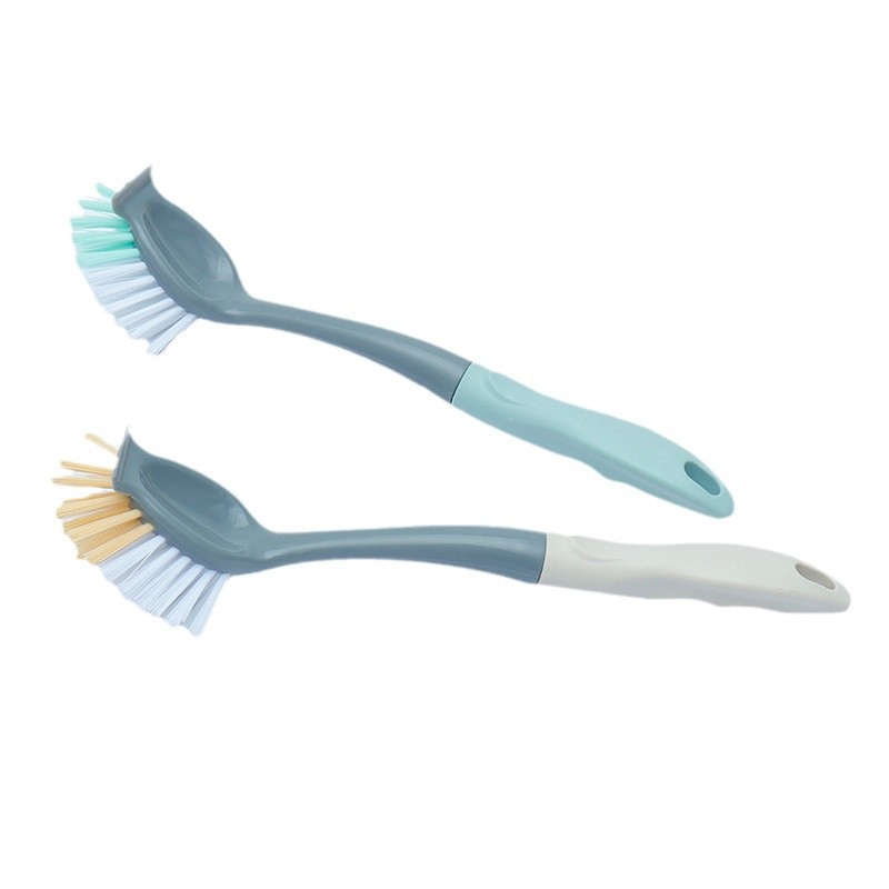 Plastic pot brush with spatula, dishwashing brush, hanging type, non-stick oil, long-handled pot brush, stove brush, cleaning brush recommended Item Picture