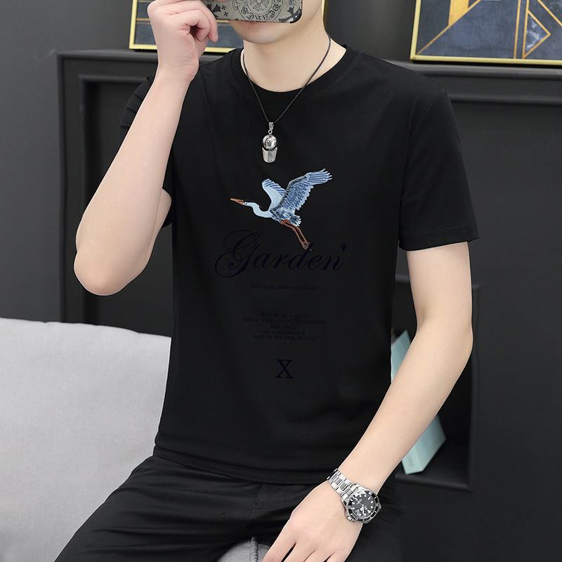 The 2025 new summer short-sleeved T-shirt men's fashion trend brand offers a cool half-sleeved round-neck base layer for men details Picture