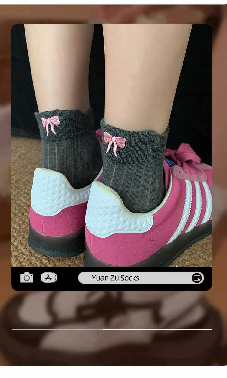 袜子地摊一件代发灰色蝴蝶结袜子女短袜夏季薄款中筒纯棉网眼透气芭蕾风短筒袜夏天一件代发详情14