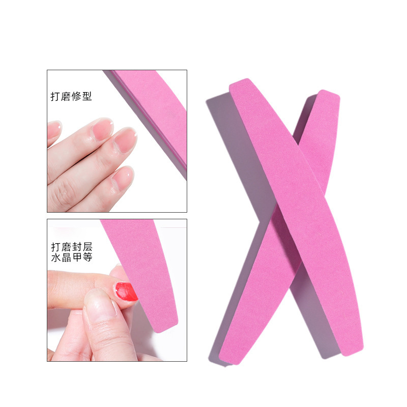 Nail care tools: Pink crescent-shaped diamond-shaped sponge file strips, double-sided shaping and twisting strips, high-elasticity nail polishing file strips, shanilak