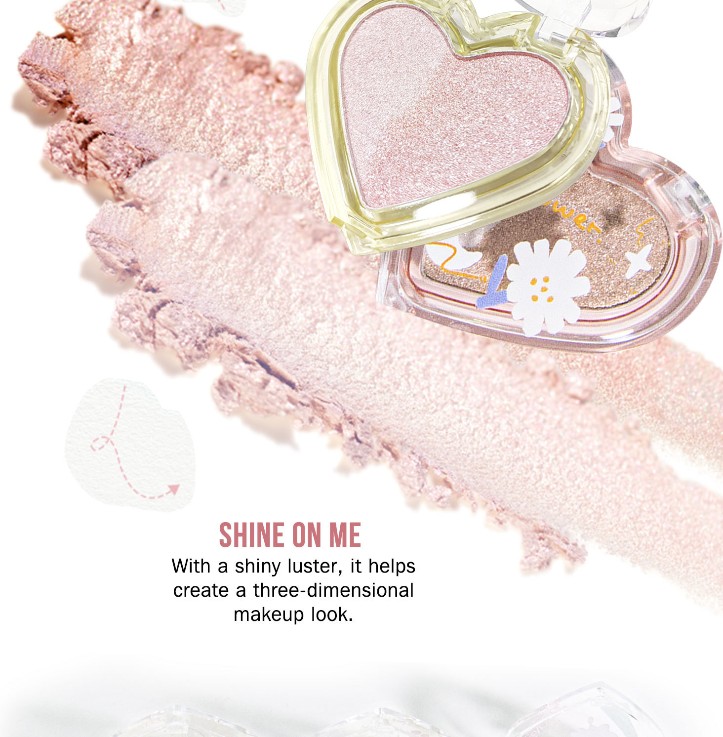 SEVENCOOL Mixed-color Heart-shaped Highlighter Powder, Long-lasting Fine Glitter Contouring Powder, Nose Shadow Brightening and Skin Tone Highlighter and Sparkling Powder pic 5