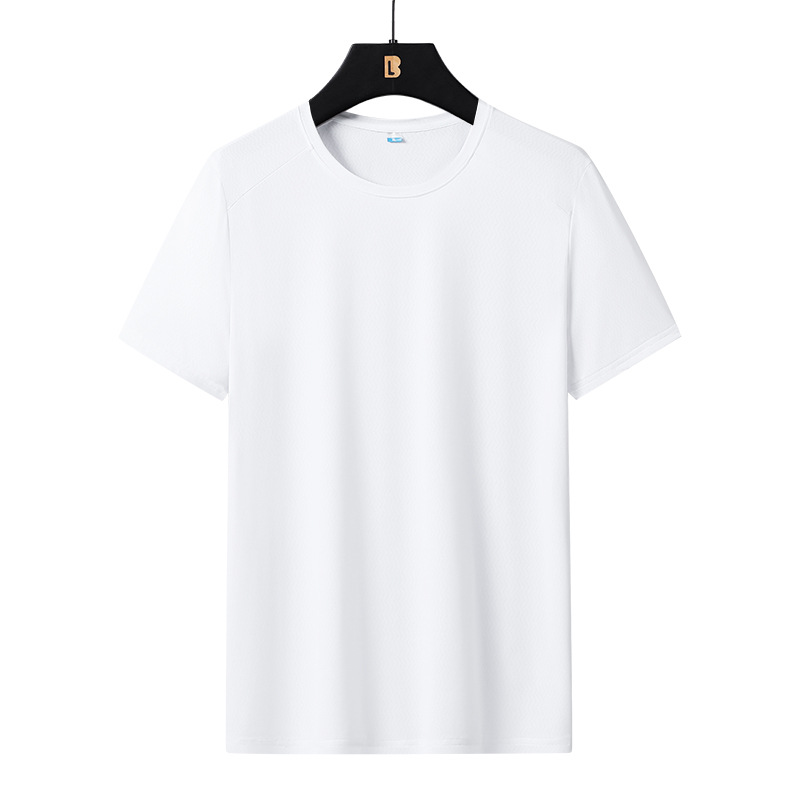 Summer ice silk elastic short-sleeved men's thin quick-drying fitness sports T-shirt, half-sleeved men's couple top, short-sleeved men's T-shirt