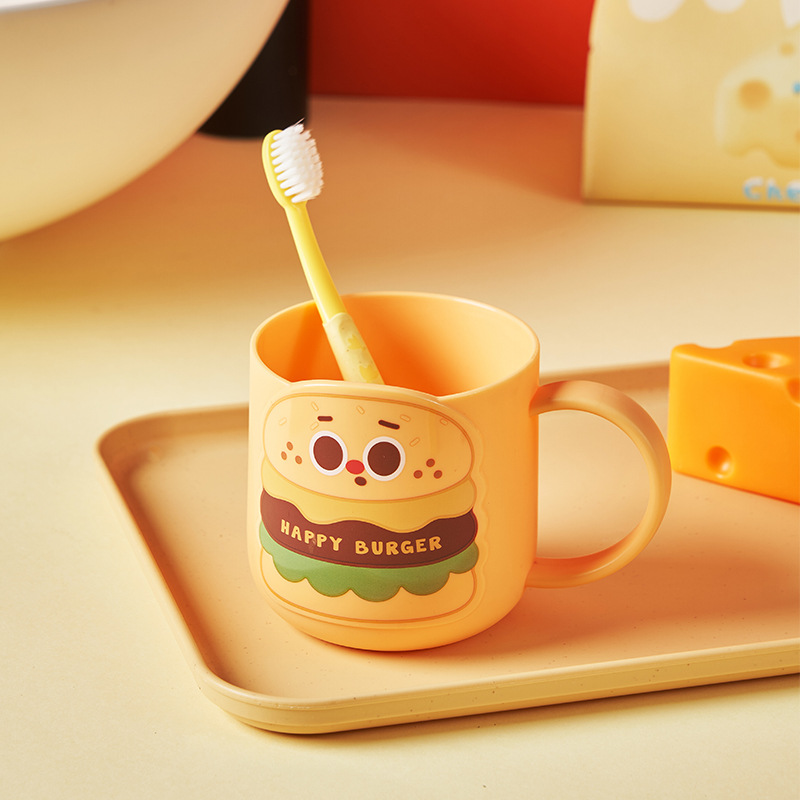 New hamburger, cute cartoon, household plastic toiletry cup, convenient household bathroom brushing cup, supermarket toothbrush cup Specification drawing