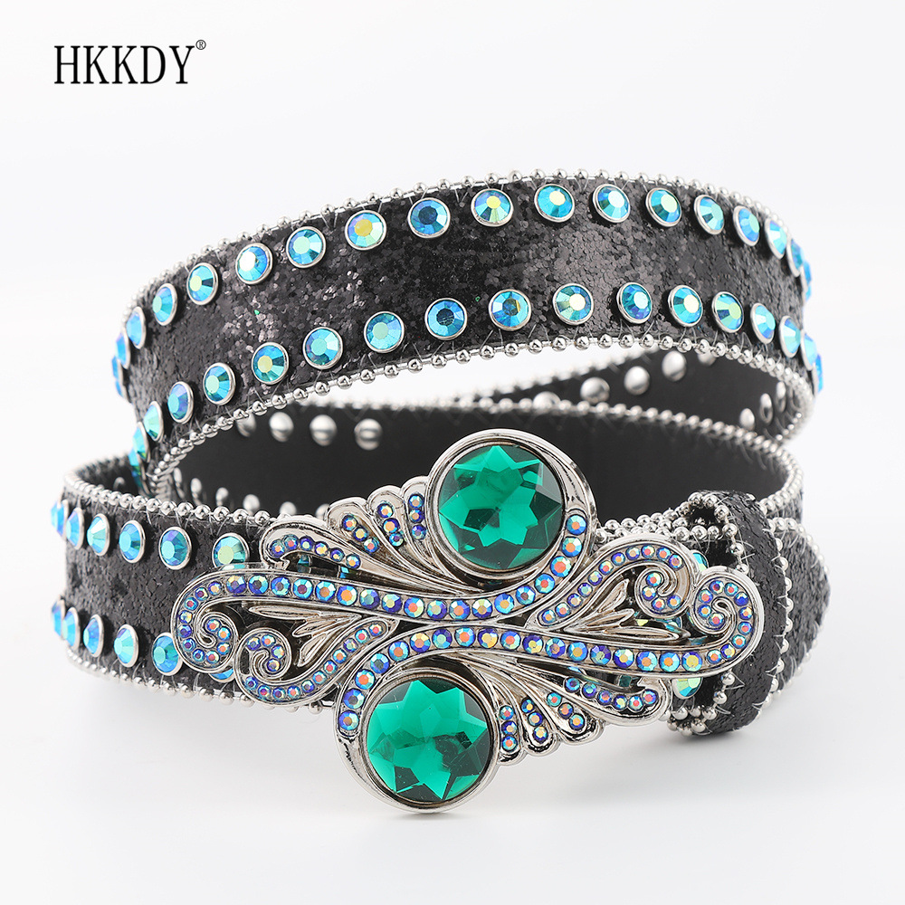 Cross-border new creative flower buckle PU leather belt niche design personality trend hip hop fashion belt