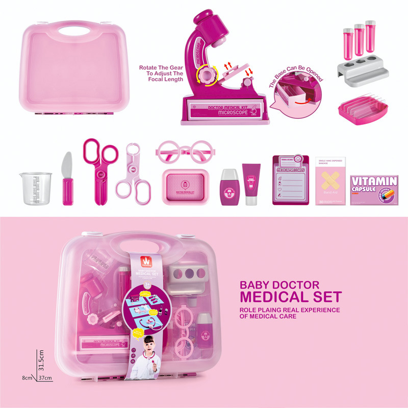 Cross-border children's doctor toy set, microscope play house, ambulance toolbox, boy and girl medicine kit