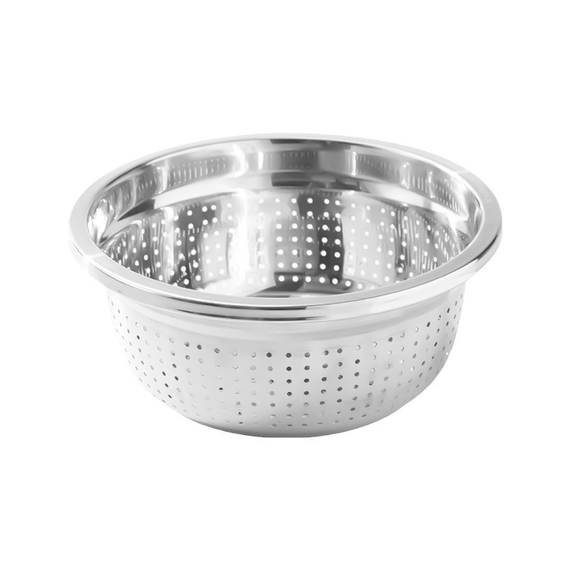 Extra-Thick Stainless Steel Condiment Tank Reverse Side Egg-Beating Basin Multi-Purpose Basin Thickening And Deepening Drain Basin Rice Sieve Disk Soup Basin Item Picture