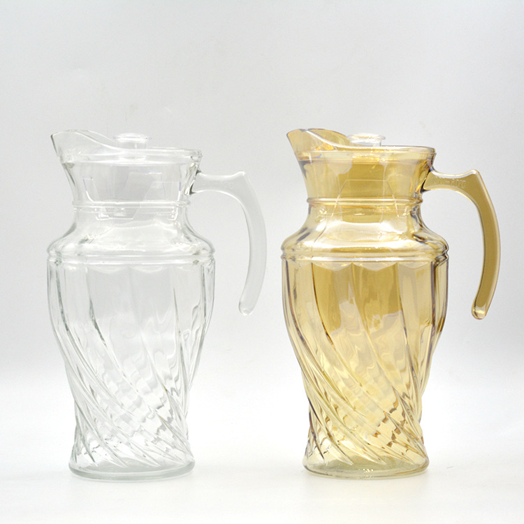 家用大容量玻璃冷水壶 电镀彩色凉水壶 客厅透明果汁壶