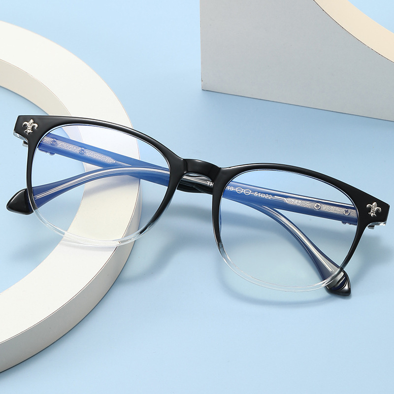 新款TR90眼镜金属平光镜 个性克罗芯镜腿复古眼镜框 防蓝光眼镜详情图2