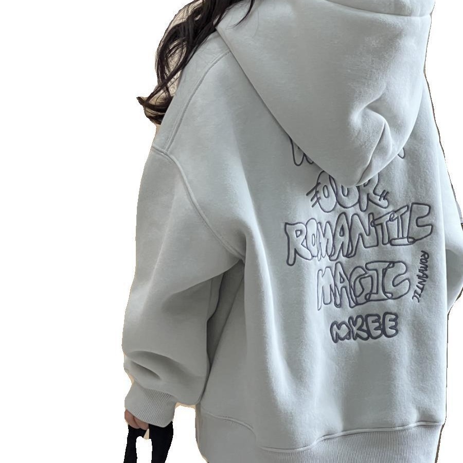 Girls' fleece hoodie 2024 new autumn and winter thickened large and medium children's loose hooded top winter children's coat trend Item Picture