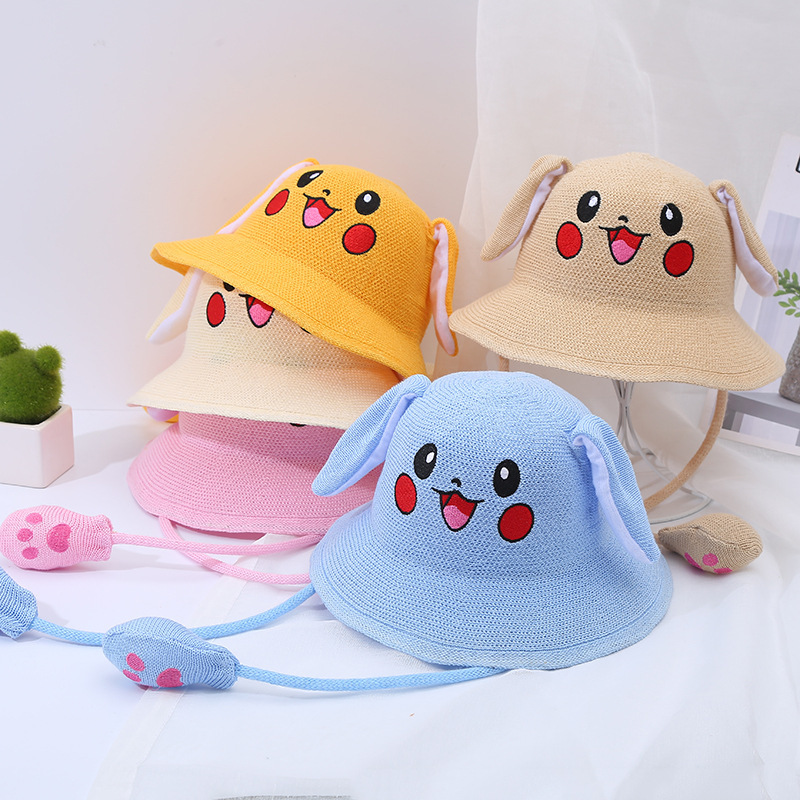 A new cotton sunshade fisherman's hat for kids with ears that move