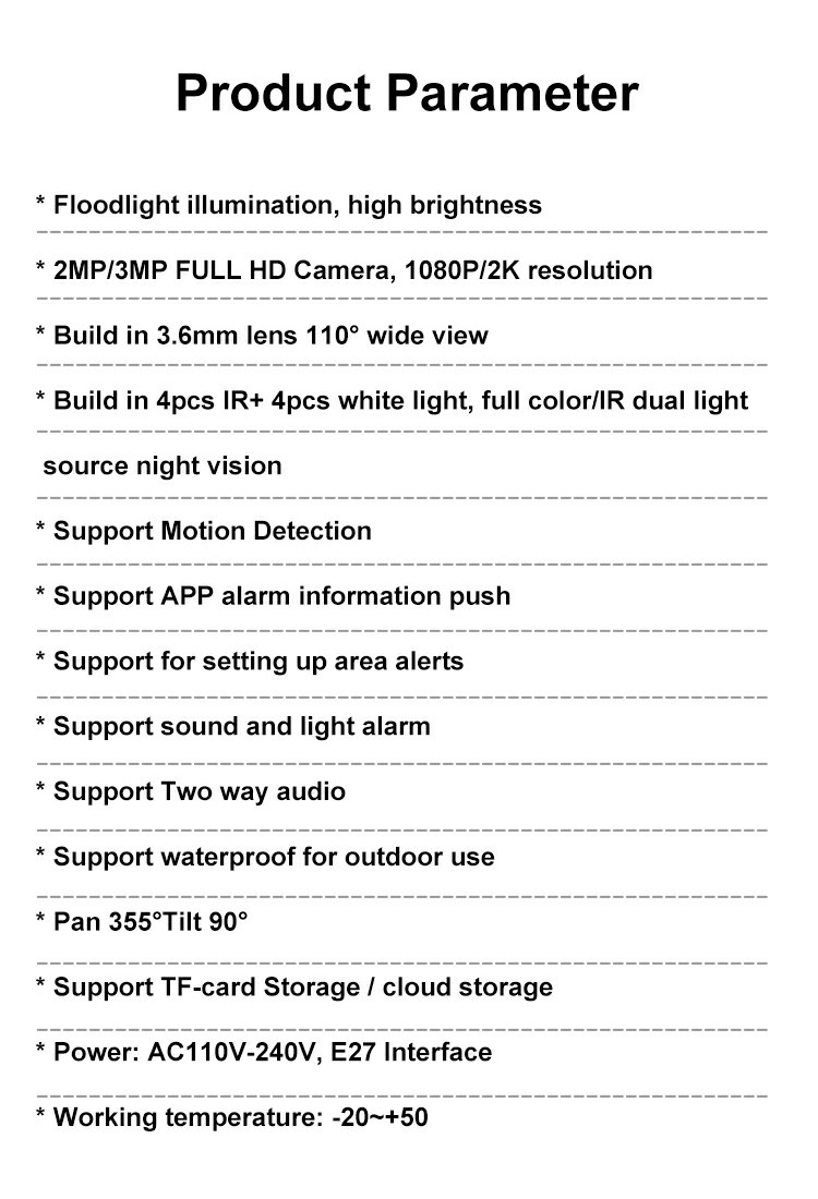 Monitoring of waterproof bulbs from the source factory, cameras with lights, and outdoor smart wireless 2K lamp heads for cross-border trade bestsellers pic 12