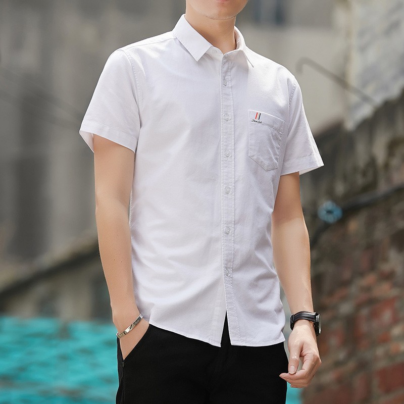 Men's short-sleeved shirts for summer, new Korean-style casual shirts for young men, Oxford fabric men's inch, direct supply from the manufacturer