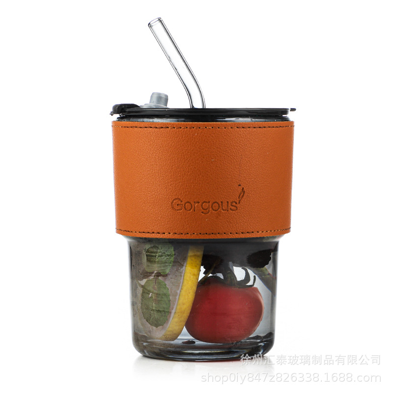 玻璃杯竹节杯/网红北极光高/耐热ins风白底实物图