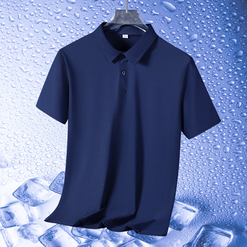 【 Ice Silk Coolness 】 New summer men's T-shirt, lapel short-sleeved T-shirt, antibacterial casual business polo shirt for men details Picture