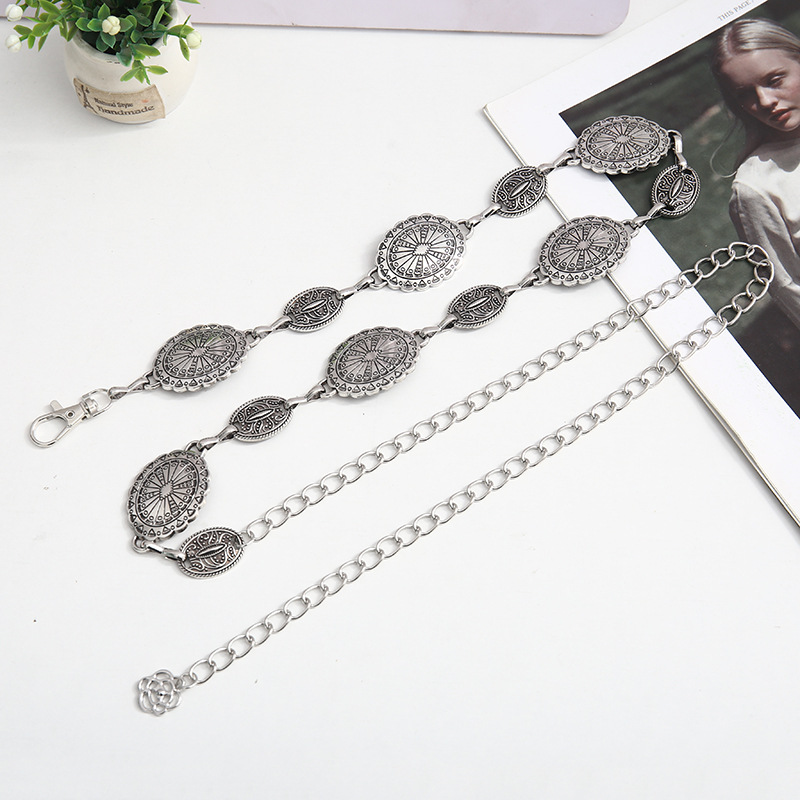 欧美金属腰带腰链椭圆百搭配饰牛仔裤搭配西装牛仔裤裙装时尚百搭