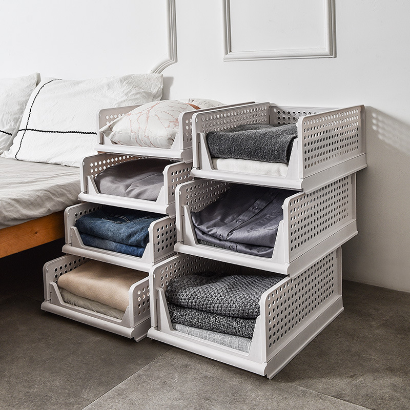 Clothes storage baskets can be stacked with drawer-type storage baskets, multi-layer partitions for wardrobe organization, and pull-out folding storage boxes Specification image