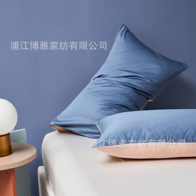 New Product 2022 Light Luxury Pair Pillowcase, 60-count long-staple cotton AB panel design, double-piece universal pillowcase wholesale Specification image