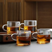 加厚耐热高硼硅玻璃小杯子带手把花茶杯品茗茶杯功夫茶具配件玻璃杯
