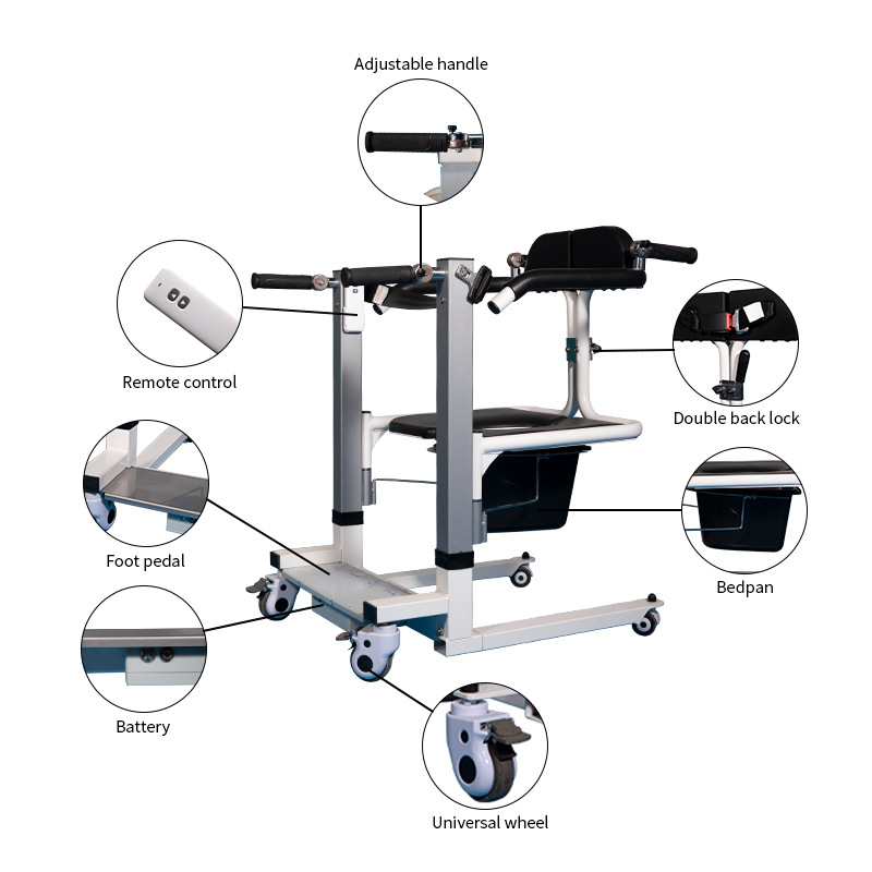 Cross-border dedicated electric lifting and relocation machine with potty, paralyzed patients, elderly people, home use with foot brake relocation machine Application Scenario