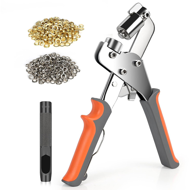 Manual air eye pliers for printing fabric, tool for punching and chiseling advertising corns, portable buttoner, advertising fabric buttoning machine Application Scenario