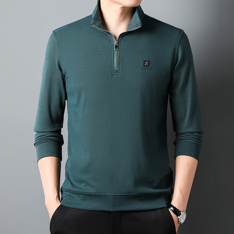 Tangzhi Nan Spring and Autumn's new double-sided fleece men's semi-high collar hoodie, Korean style fashionable printed zipper stand-up collar hoodie for men Specification image