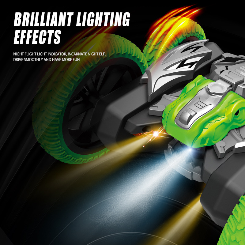 Crossover dinosaurio rc coche stunts bloom spray off-road doble dumper para niños electric light toys nuevos productos Specification image