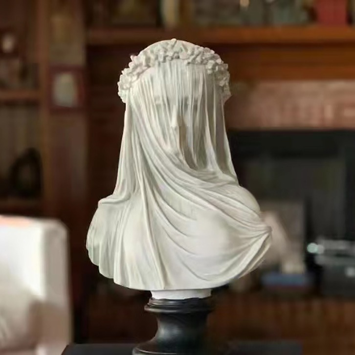 Cross-border art women's veil ornament design decorated white statue mysterious retro Nordic home decoration ornament