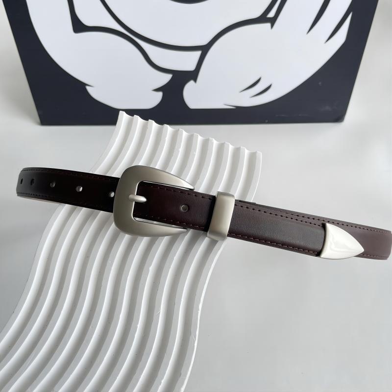 Simple design, retro punk, men's and women's belts, metal fishtail cowhide belts, trendy jeans, black belts Item Picture