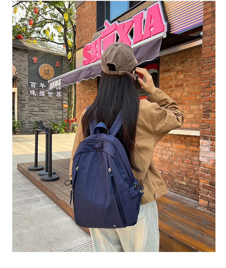 Female lightweight backpack for junior and senior high school students, Japanese-style casual schoolbag. Female college students, simple solid-color backpack. Female school style pic 11