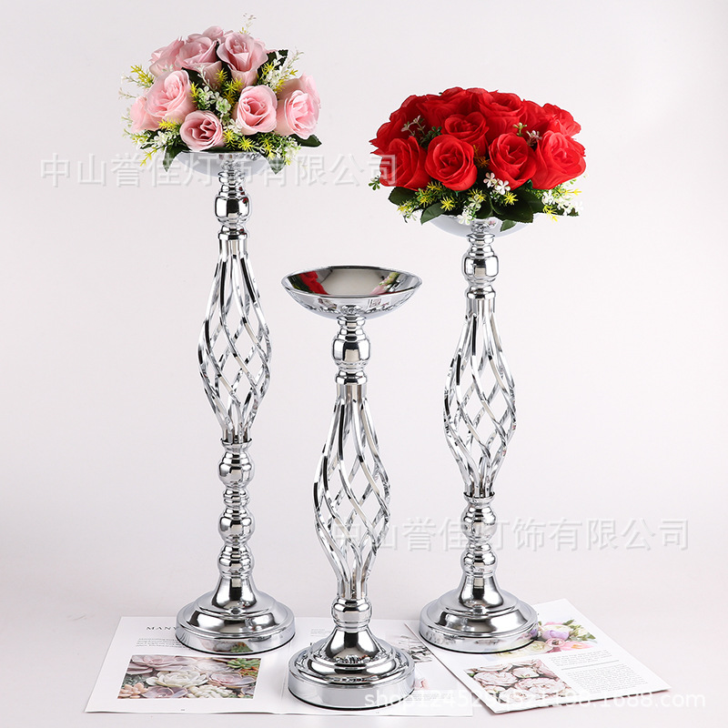 Wedding Props Golden Road Lead Wedding Decoration Candlestick Vase Decoration Hotel Welcome Living Room Table Flower Arranger details Picture