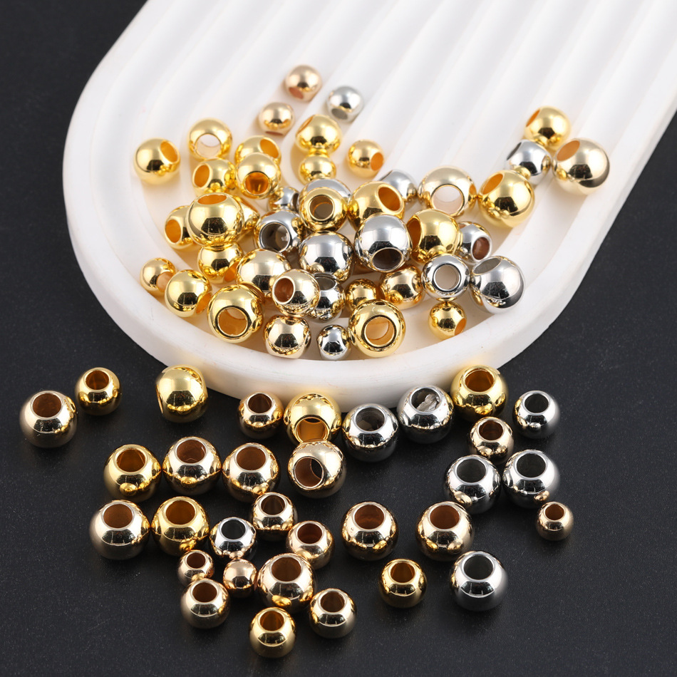 DIY饰品配件CCB珠大孔光面圆珠电镀珠子塑料珠亚克力串线珠