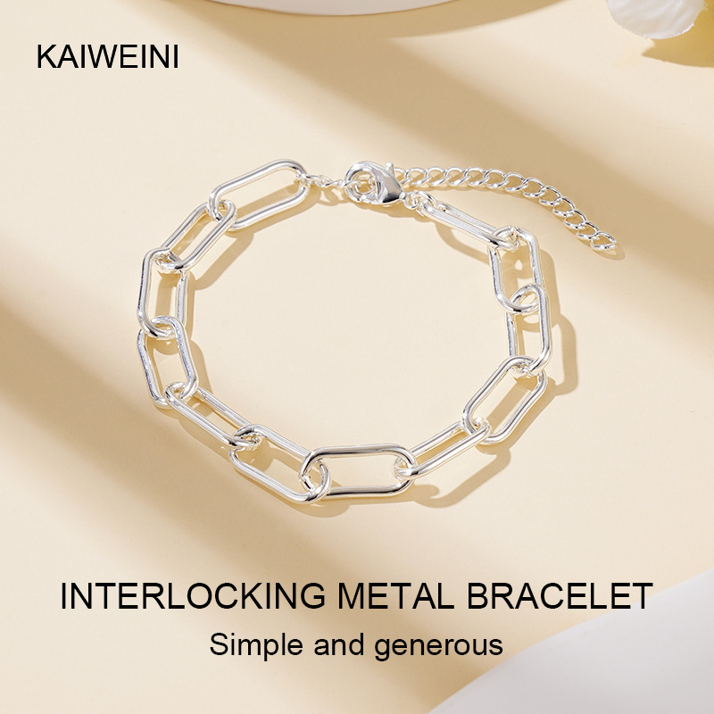 Europe And The United States Cross-Border Jewelry Copper Plating Fashion Bracelet Women All Ins Style Fashion Simple Hand Bracelet Jewelry